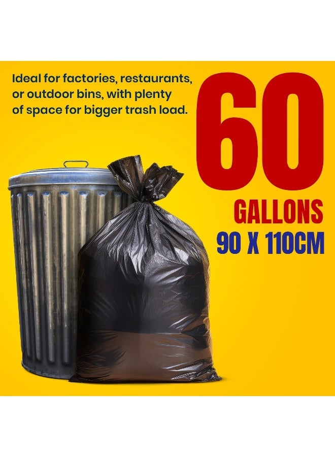 Silver Pot أكياس قمامة سيلفر بوت سعة 60 جالون، عبوة من 20 كيس قمامة كبير جداً، 90 سم × 110 سم، أكياس نفايات قوية جداً ومقاومة للتسرب للاستخدام المنزلي والمكتبي والخارجي - Image 3